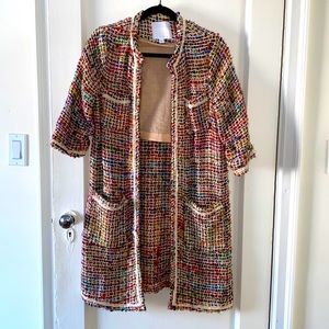 Ext:twa Anthropologie Berwyn Tweed jacket coat rainbow extra small